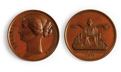 null Eugénie, impératrice des Français. Médaille en bronze à son profil, signée Caqué,...