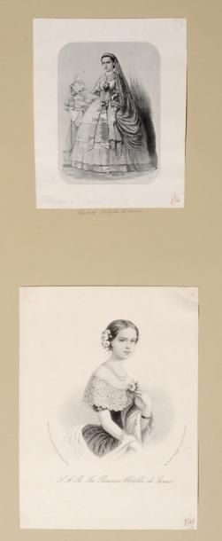 null Clotilde, princesse de Savoie, princesse Napoléon. Lot de deux petites gravures,...