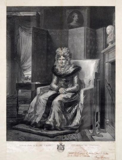 null Louise-Marie, duchesse de Tourzelle (1749-1832). Rare lithographie signée Charles...