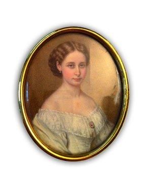 Ecole étrangère du XIXe siècle Portrait en buste de la princesse Louis de Hesse....