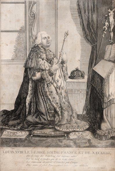 null Louis XVIII, roi de France (1814-1824). Gravure le représentant en tenue du...