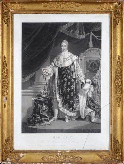 null Charles X, roi de France (1824-1830). Grande gravure par Jazet, à Paris le représentant...
