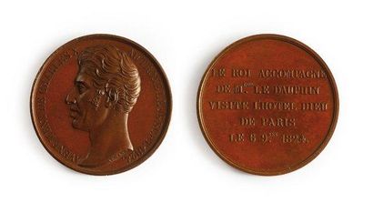 null Charles X, roi de France. Médaille en bronze à son profil, signée Armand, au...