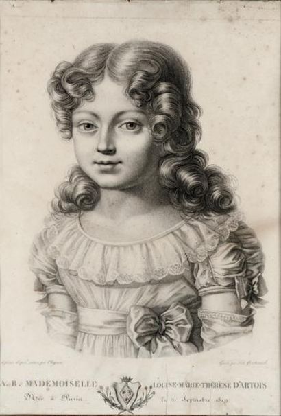 null Marie-Thérèse, duchesse d'Angoulême. Gravure signée Noël Bertrand d'après un...