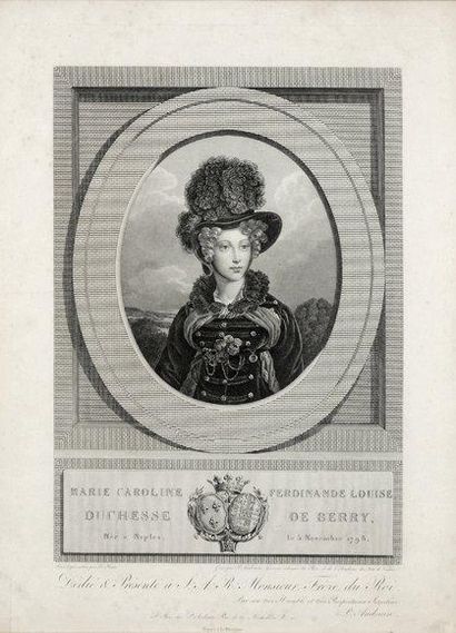 null Marie-Caroline, duchesse de Berry. Gravure par P. Audoin, d'après un portrait...