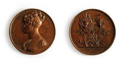 null Marie-Caroline, duchesse de Berry. Médaille en bronze à son profil, signée Gayrard,...