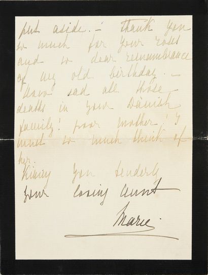 MARIA PAVLOVNA, GRANDE-DUCHESSE DE RUSSIE (1854-1920). Lettre autographe signée «...