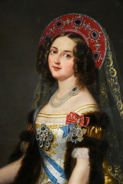 ÉCOLE RUSSE DU MILIEU DU XIXE SIÈCLE. Portrait of the princess Olga Alexandrovna...