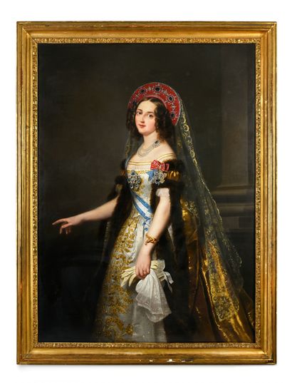ÉCOLE RUSSE DU MILIEU DU XIXE SIÈCLE. Portrait de la princesse Olga Alexandrovna...