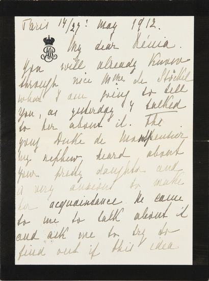MARIA PAVLOVNA, GRANDE-DUCHESSE DE RUSSIE (1854-1920). Lettre autographe signée «...