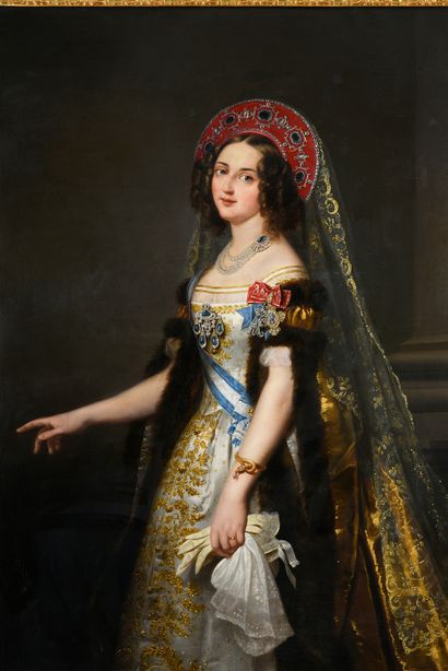 ÉCOLE RUSSE DU MILIEU DU XIXE SIÈCLE. Portrait de la princesse Olga Alexandrovna...
