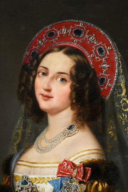 ÉCOLE RUSSE DU MILIEU DU XIXE SIÈCLE. Portrait of the princess Olga Alexandrovna...