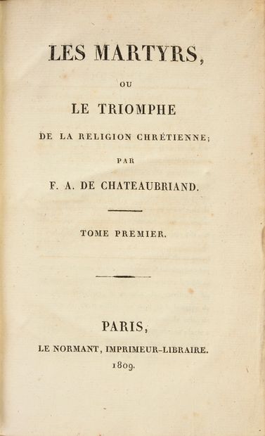 CHATEAUBRIAND François-René de Les martyrs, ou Le triomphe de la religion chrétienne....