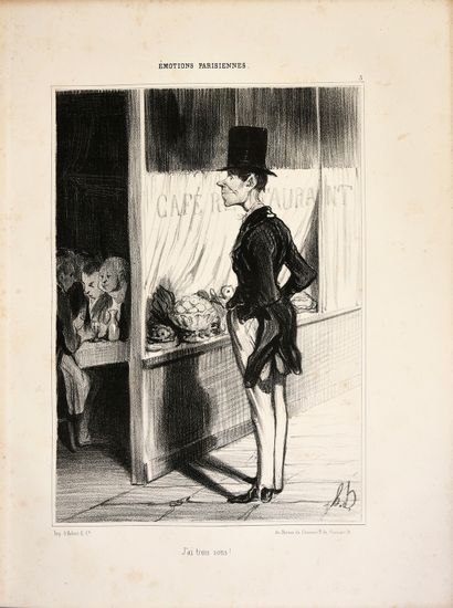 DAUMIER Honoré Les émotions parisiennes. Paris, Au bureau du Charivari, [1840-1841].
In-folio,...