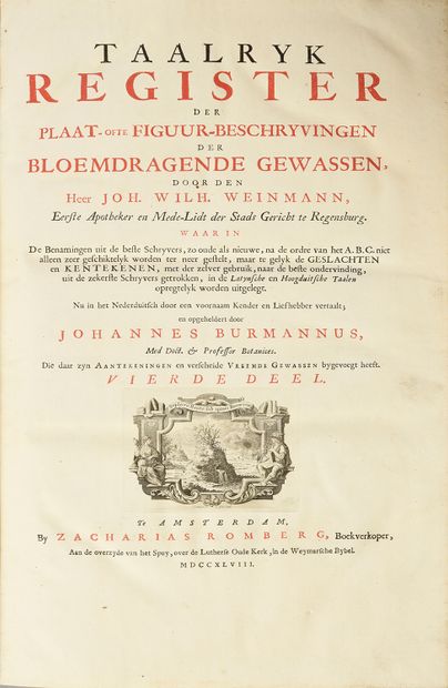 WEINMANN Johann Wilhelm 
Duidelyke Vertoning... Bomen, Stammen, Kruiden, Bloemen,...