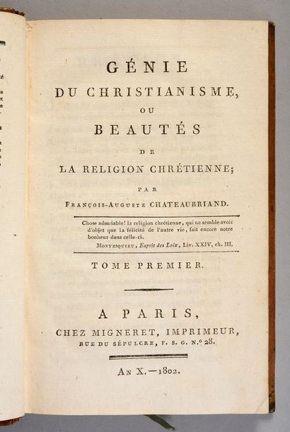 CHATEAUBRIAND François-René de 
Genius of Christianity... Paris, Migneret, 1802.



5...