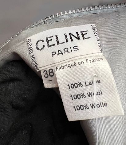 null CELINE PARIS, jupe longue évasée en laine grise, à effet de larges plis, ceinture...