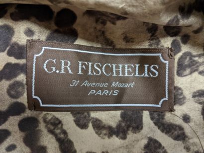 null G.R FISCHELIS, manteau en vison rasé crème, doublure en tissu léopard, le col...