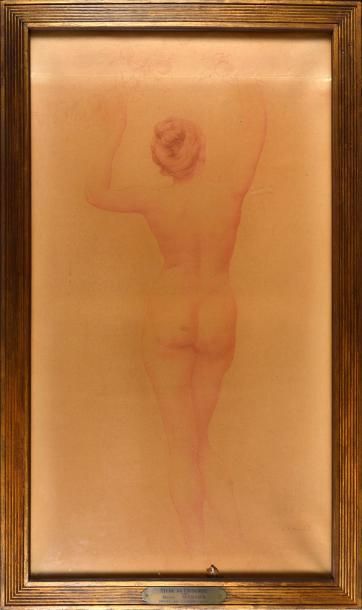 René MÉNARD (1861-1930) Etude de femme nue de dos Dessin à la sanguine sur papier...