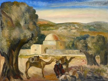 Adolphe FEDER (1886-1943) Paysage orientaliste huile sur toile signée en bas et gauche....