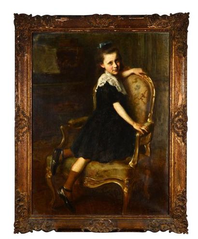 A. TRONCET Portait de fillette Huile sur toile signée en bas à droite et datée 1910...