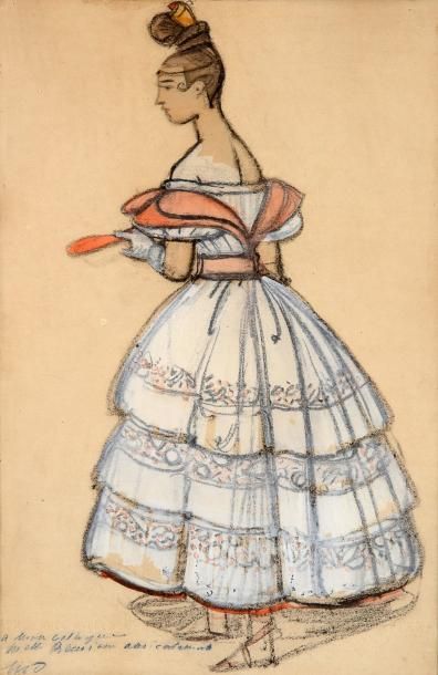 Maxime DETHOMAS (1867-1929) Jeune femme en robe de soirée Circa 1920 Dessin au fusain...