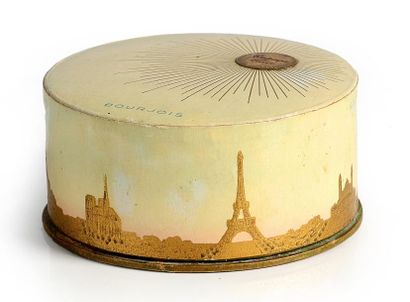 BOURJOIS «Printemps à Paris» - (1931) Rare boite de poudre cylindrique, forme tambour,...