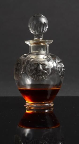 JULIEN VIARD - (1883-1938) - (attribué à) Somptueux flacon à parfum en verre incolore...