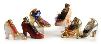 COTY - (années 1950 - Etats-Unis) Intéressant lot de 6 souliers fantaisie contenant...