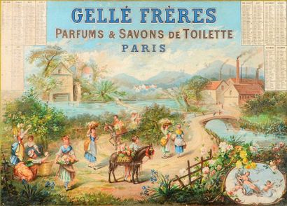 GELLE FRERES - (années 1880-1900) Lot de 2 panneaux publicitaires: 1 modèle en carton...