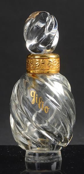 SALVATORE FERRAGAMO «Gilio» - (années 1960) Rare flacon en cristal incolore pressé...