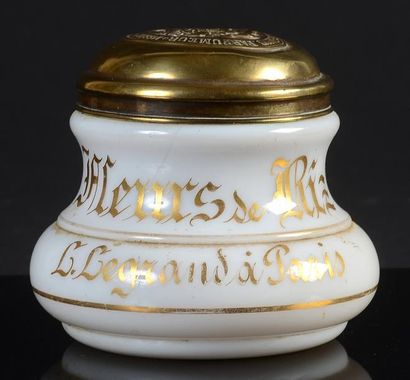 L.LEGRAND «Fleurs de Riz» - (années 1880-1900) Très rare boite de poudre en verre...