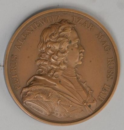 null Médaille en bronze au profil de Pierre le Grand, empereur de Russie. Le représentant...