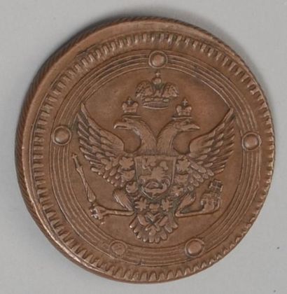 null Pièce de 5 kopecks en bronze datée 1802 R eprésentant sur l'avers l'aigle bicéphale...