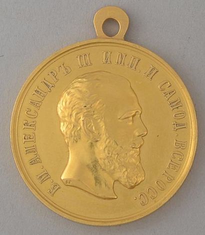 null Rare médaille en or au profil d'Alexandre III, empereur de Russie (1881-1894)....