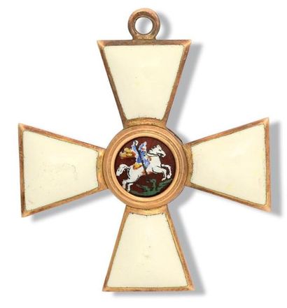 null Croix de Saint Georges, modèle de 4ème classe, à titre civile, en or et émaux....
