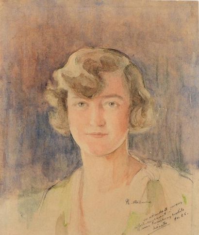 MALIAVINE Philippe Andréïvitch (1869-1940) Portrait d'une jeune femme. Aquarelle...