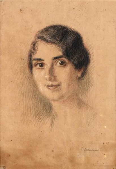 SEREBRIAKOFF Zénaïde Evgenievna (1884-1967) Portrait en buste d'une jeune femme....