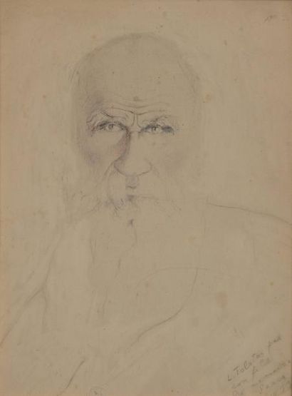 TOLSTOI Léon Lvovitch (1869-1945) Portrait du poète Léon Tolstoï (1828-1910). Mine...