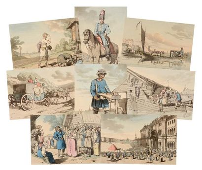 John Augustus Atkinson (1775-1833) Collection de vingt deux gravures rehaussées à...