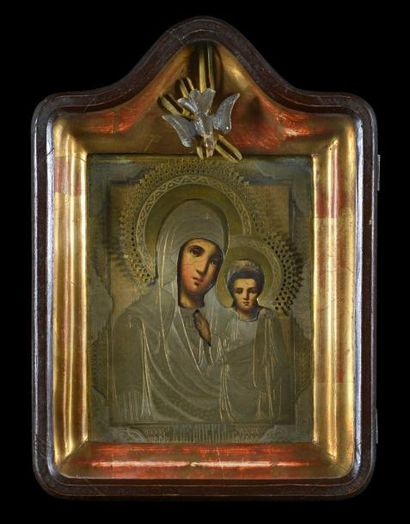 Icône peinte sur bois. Vierge de Smolensk....