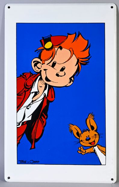 TOME&JANRY SPIROU AND SPIP,
ENAMELED PLATE. Edited in 1995 by the editions l'Age...