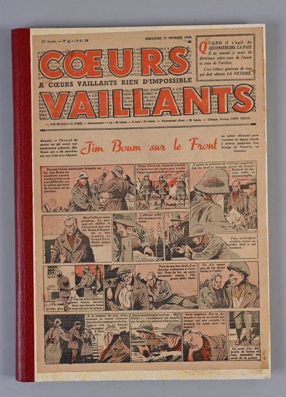 VAILLANT Reliure artisanale Coeurs Vaillants. Reliure contenant les numéros 1 à 23...