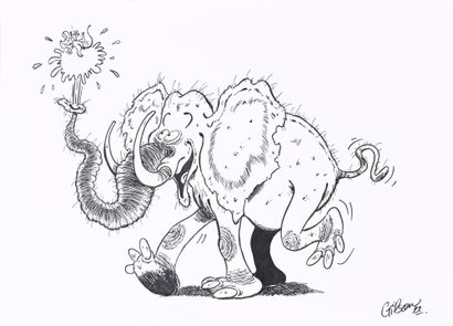 GILSON, BRUNO (XXE) L'ELEPHANT. Hommage à Franquin, Tembo Tabou. India ink on paper,...