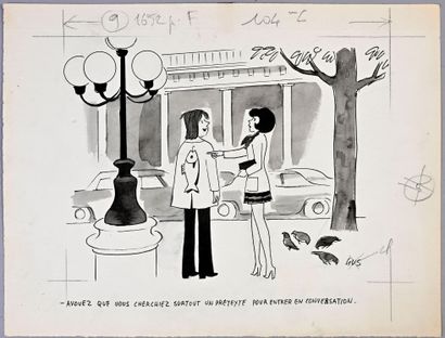 GUS (GUSTAVE ELRICH 1911-1997) SET OF 5 PRESS DRAWINGS.
India ink and ink on paper,...
