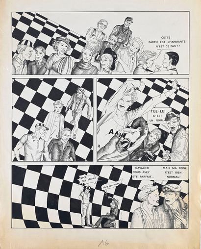 VANNEREAU, FRANÇOISE (XXè) CHESS AND MAT. Set of two plates of a short story published...