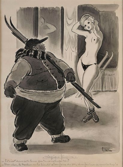 VALLEE, ARMAND (1884-1960) FEMININE LOGIC.
Press drawing in Indian ink and wash on...