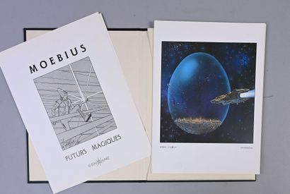 MOEBIUS PORTFOLIO GENTIANE FUTURS MAGIQUES (1983).
Signé Moebius, numéroté 0581/1500...