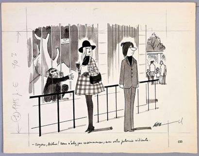 GUS (GUSTAVE ELRICH 1911-1997) SET OF 5 PRESS DRAWINGS.
India ink and ink on paper,...