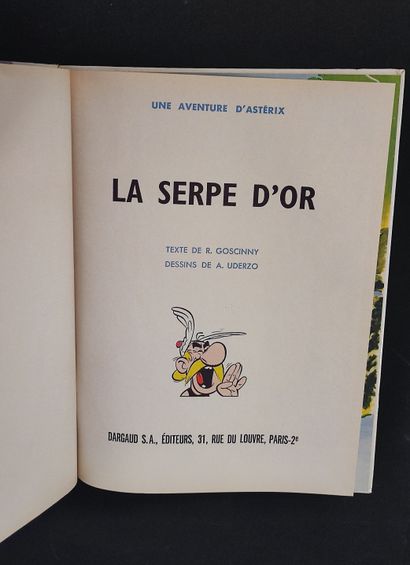 UDERZO. GOSCINNY Astérix, tome 2, La serpe d'or, édition 1963 dos blanc, très bon...